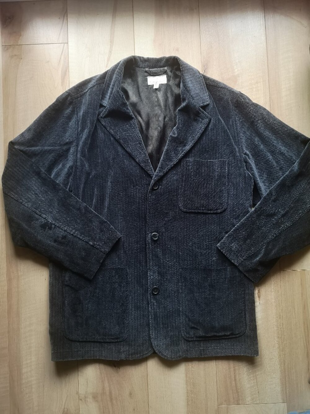 Vintage ZEGNA Velvet Oversized Blazer - Made in Italy - Blue Gray Plum